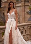 Picture of: Beautiful Lace A Line Wedding Gown with Deep V Illusion Neckline and Pockets in IINI, Style: B1338, Detail Picture 1