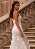 Picture of: Long Lace Mermaid Wedding Gown with Modified Scoop Neck and Corset Back in IINI, Style: B1335, Detail Picture 3