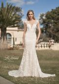 Picture of: Illusion Lace Gown with Trumpet Skirt and Buttons in ILB, Style: B1074, Main Picture