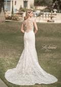 Picture of: Illusion Lace Gown with Trumpet Skirt and Buttons in ILB, Style: B1074, Back Picture