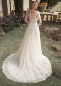 Picture of: Bridal Gown with Sheer Lace Sleeves and Buttons in ILI, Style: B1086, Back Picture