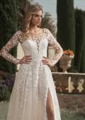 Picture of: Bridal Gown with Sheer Lace Sleeves and Buttons in ILI, Style: B1086, Detail Picture 6, Landscape