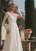 Picture of: Bridal Gown with Sheer Lace Sleeves and Buttons in ILI, Style: B1086, Detail Picture 7, Landscape