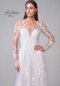 Picture of: Illusion Long Sleeve Gown with Slit and Beautiful Lace Neckline in ILII, Style: B1225, Detail Picture 12