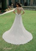 Picture of: Illusion Long Sleeve Gown with Slit and Beautiful Lace Neckline in ILII, Style: B1225, Back Picture