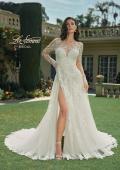 Picture of: Illusion Long Sleeve Gown with Slit and Beautiful Lace Neckline in ILII, Style: B1225, Detail Picture 3