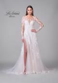 Picture of: Illusion Long Sleeve Gown with Slit and Beautiful Lace Neckline in ILII, Style: B1225, Detail Picture 6