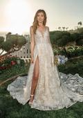 Picture of: Lace A-Line Wedding Dress with Slit and Deep V in INI, Style: B1056, Detail Picture 12, Landscape