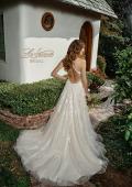 Picture of: Tulle Wedding Gown with Lace Applique and Illusion Bodice in INI, Style: B1057, Back Picture