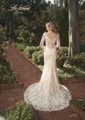 Picture of: Long Sleeve Lace Dress with Slit and Scallop Detailing in INI, Style: B1073, Back Picture