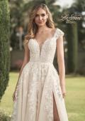 Picture of: A-Line Lace Gown with Slit and Plunge Neckline in INI, Style: B1017, Detail Picture 1