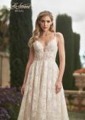 Picture of: Lace A-Line Wedding Dress with Slit and Deep V in INI, Style: B1056, Detail Picture 1