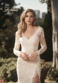 Picture of: Long Sleeve Lace Dress with Slit and Scallop Detailing in INI, Style: B1073, Detail Picture 1