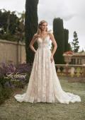 Picture of: Lace A-Line Wedding Dress with Slit and Deep V in INI, Style: B1056, Detail Picture 3
