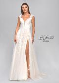 Picture of: A-Line Lace Gown with Slit and Plunge Neckline in INI, Style: B1017, Detail Picture 4