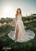 Picture of: Lace A-Line Wedding Dress with Slit and Deep V in INI, Style: B1056, Detail Picture 7