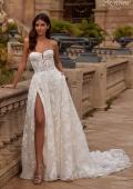 Picture of: Strapless A Line Lace Wedding Dress with Corset Style Bodice and Deep V in WIIII, Style: B1356, Main Picture
