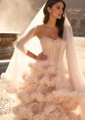 Picture of: Strapless Corset Ball Gown Wedding Dress with Tiered Ruffle Skirt in blush, Style: B1443, Detail Picture 8