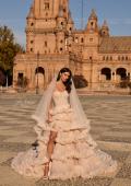 Picture of: Strapless Corset Ball Gown Wedding Dress with Tiered Ruffle Skirt in blush, Style: B1443, Detail Picture 11