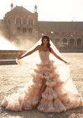 Picture of: Strapless Corset Ball Gown Wedding Dress with Tiered Ruffle Skirt in blush, Style: B1443, Detail Picture 2