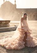 Picture of: Strapless Corset Ball Gown Wedding Dress with Tiered Ruffle Skirt in blush, Style: B1443, Detail Picture 3