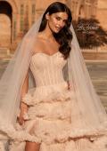 Picture of: Strapless Corset Ball Gown Wedding Dress with Tiered Ruffle Skirt in blush, Style: B1443, Detail Picture 7