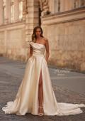 Picture of: Timeless Wedding Dress in Beautiful Organza with a Assymmetrical Neckline in ivory, Style: B1397, Main Picture