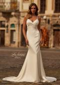 Picture of: Satin Flare Wedding Dress with Crossover Detail Bodice in ivory, Style: B1415, Main Picture