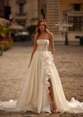 Picture of: Unique Organza Wedding Dress with Floral Detail and Slit in ivory, Style: B1439, Main Picture