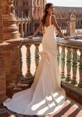 Picture of: Simple Satin Fit and Flare Wedding Dress with Bow Train in ivory, Style: B1488, Main Picture