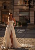 Picture of: Contemporary Satin Wedding Gown with Corset Detail Back in ivory, Style: B1406, Back Picture