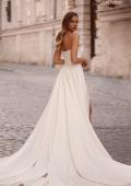 Picture of: Classic Satin Wedding Dress with Sweetheart Neckline and Buttons in Ivory, Style: B1407, Back Picture
