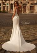 Picture of: Satin Flare Wedding Dress with Crossover Detail Bodice in ivory, Style: B1415, Back Picture