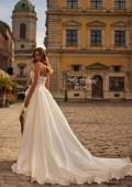 Picture of: Unique Organza Wedding Dress with Floral Detail and Slit in ivory, Style: B1439, Back Picture
