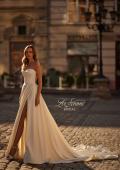Picture of: Contemporary Satin Wedding Gown with Corset Detail Back in ivory, Style: B1406, Detail Picture 1