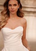 Picture of: Classic Satin Wedding Dress with Sweetheart Neckline and Buttons in Ivory, Style: B1407, Detail Picture 1
