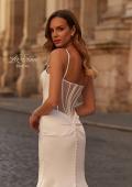 Picture of: Bold Satin Wedding Dress with Corset Bodice and Mermaid Skirt in ivory, Style: B1408, Detail Picture 2