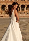 Picture of: Mikado A-Line Bridal Gown with Slit and Train in ivory, Style: B1430, Detail Picture 2