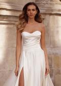Picture of: Classic Satin Wedding Dress with Sweetheart Neckline and Buttons in Ivory, Style: B1407, Detail Picture 3