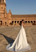 Picture of: Mikado A-Line Bridal Gown with Slit and Train in ivory, Style: B1430, Detail Picture 4