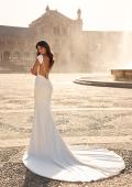 Picture of: Cap Sleeve Satin Fit and Flare Wedding Dress in ivory, Style: B1447, Detail Picture 4