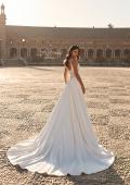 Picture of: Modern Lace and Satin A-Line Wedding Dress with Slit in ivory, Style: B1477, Detail Picture 5