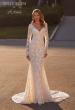Picture of: Long Sleeve Wedding Dress with V Neckline and Illusion Back Detail in IIINI, Style: J2198, Main Picture