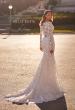 Picture of: Long Sleeve Wedding Dress with V Neckline and Illusion Back Detail in IIINI, Style: J2198, Back Picture