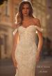 Picture of: Lace Off the Shoulder Wedding Dress with Scalloped Edge Train in IIINI, Style: J2286, Detail Picture 1