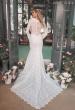 Picture of: Plunge Neck Lace Dress with Bell Sleeves in WIII, Style: J2094, Back Picture