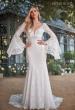 Picture of: Bell Sleeve Lace Gown with Illusion Waist in WIII, Style: J2093, Detail Picture 3
