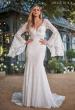 Picture of: Bell Sleeve Lace Gown with Illusion Waist in WIII, Style: J2093, Detail Picture 4