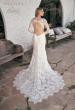 Picture of: Sheer Lace Long Sleeve Gown with Open Back in WIIII, Style: J2092, Back Picture