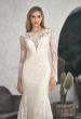 Picture of: Sheer Lace Long Sleeve Gown with Open Back in WIIII, Style: J2092, Detail Picture 1